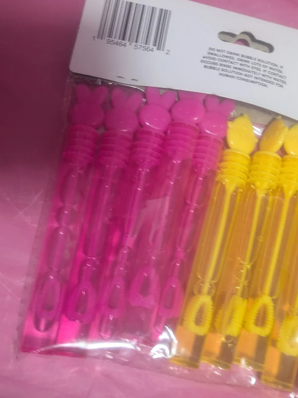 Cute Pink Bunny Socks & Mini Bubble Tubes Set - Pink & Yellow WFree Peep Trinket